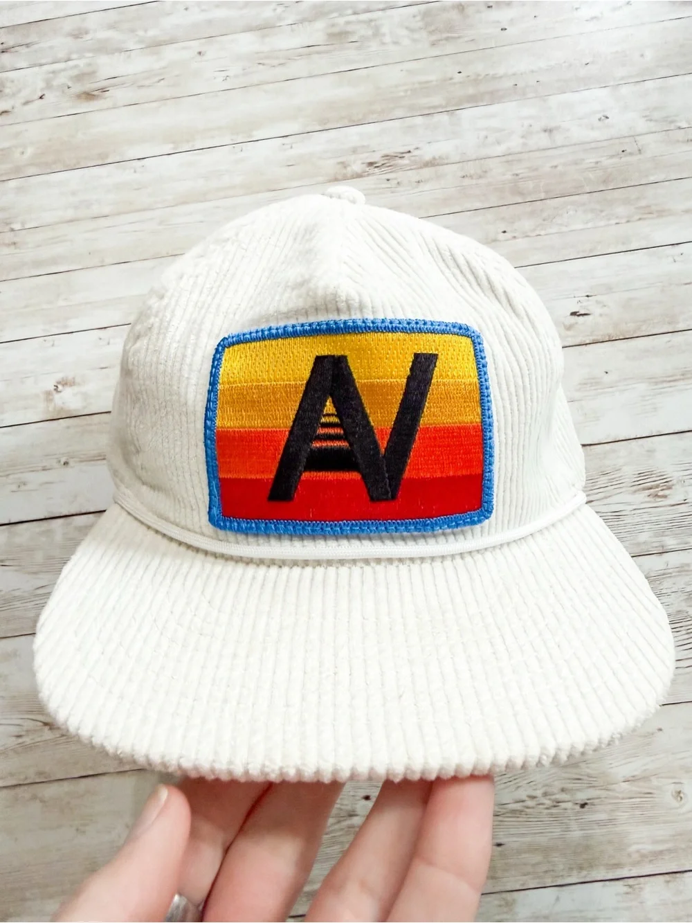 Aviator Nation Logo Vintage Corduroy Mesh Trucker Hat Vintage White